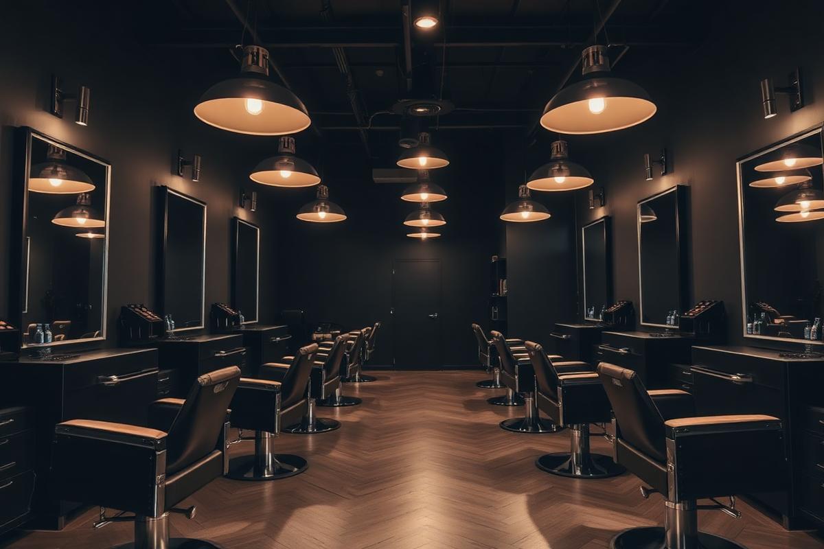 Interior moderno de la barbería Nibux Barber en Getafe