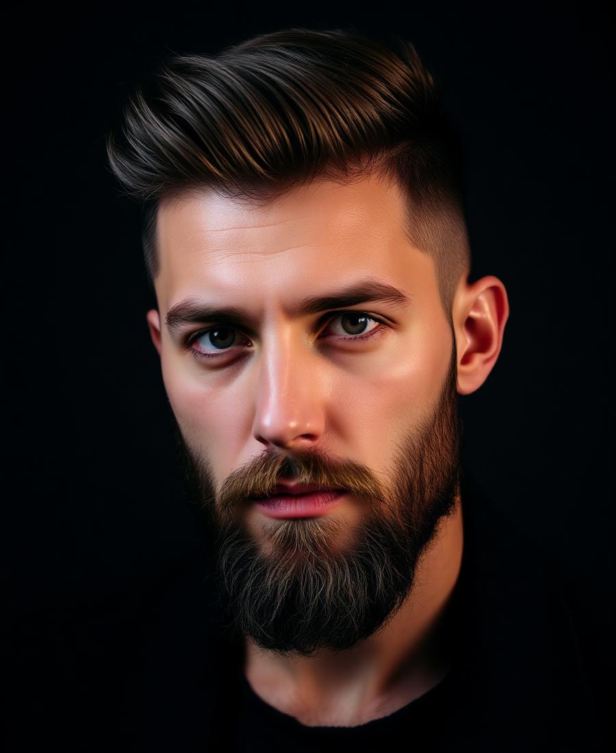 Corte moderno con barba trabajada